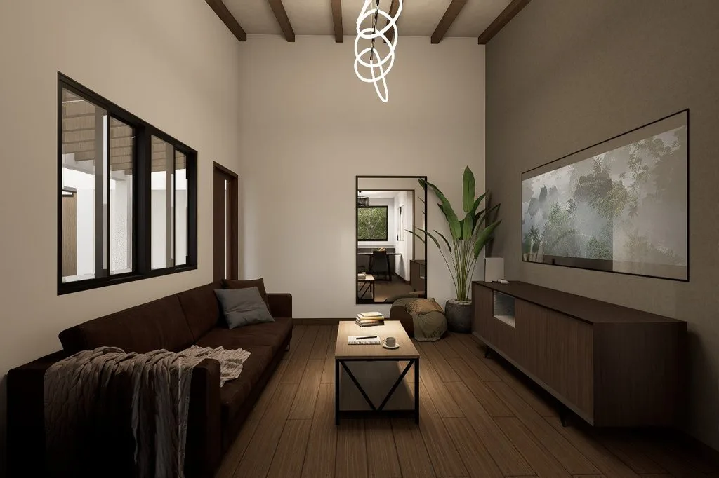 Apartamento José A2: estar en tonos cálidos